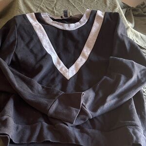 J. Crew Black V-Neck Sweater with Gray Trim